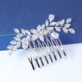 Cubic Zirconia, Diamond Flower Vine Leaves Floral Bridal Hair Comb, Bridal Hair Piece, Bridal Hair Accessories, Wedding Hair Accessory.