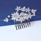 Cubic Zirconia, Diamond Floral Garden And Vine Leaves Bridal Hair Comb, Bridal Hair Piece, Bridal Hair Accessories, Wedding Hair Accessory.