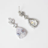Swarovski Crystal Dainty Leaves Drop Bridal Earrings, Statement Earrings Cz.