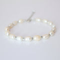 925 Sterling Silver Freshwater Pearl Bracelet (Adjustable Length) Bridal Jewelry, Statement Bracelet, Wedding Gift, Birthday Gift.
