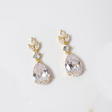 Swarovski Crystal Dainty Leaves Drop Bridal Earrings, Statement Earrings Cz.