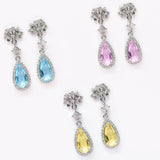 Cubic Zirconia Diamond Lotus Drop Earrings, Bridal Jewelry, Bridal Earrings, Crystal Bridal Earrings, Statement Earrings Cz