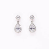 Elegant Handmade Crystal Statement Bridal Earrings Flower CZ Dangle Drop Wedding Earrings, Stunning Bridal Jewelry