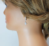 CZ Four Leaf Clover Drop Hoop Earrings, Swarovski Crystal Earrings, Statement Earrings, Rhinestones Hoop Earrings.