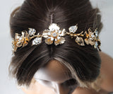 Swarovski Crystals Floral Vine Leaves Wedding Hair Vine, Bridal Headband Rhinestone Headband, Statement hair accessories.