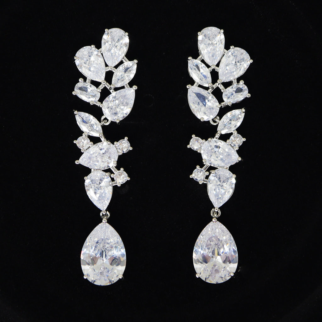 Royal CZ Bridal Necklace and Earrings Set , Bridal Jewelry Set, Bridal Earrings And Necklace, Statement Earrings Cz, Necklace Set