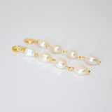 4 Freshwater Cultured pearl Bezel Hook Earrings, Long Bridal Jewelry, Gold Pearl Bridal Earrings, Statement Earrings.