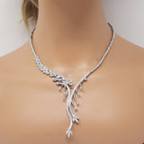 Radiant Swarovski Crystal Flower Vine Drop Necklace Set, Bridal Jewelry, Long Bridal Earrings, Crystal Bridal Earrings, Statement Earrings