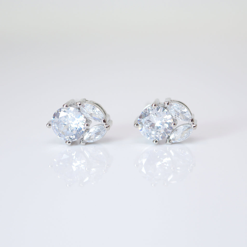 CZ Blossom Brilliance Earrings Bridal Earrings, Bridal Stud Earrings, Crystal Bridal Earrings, Statement Earrings