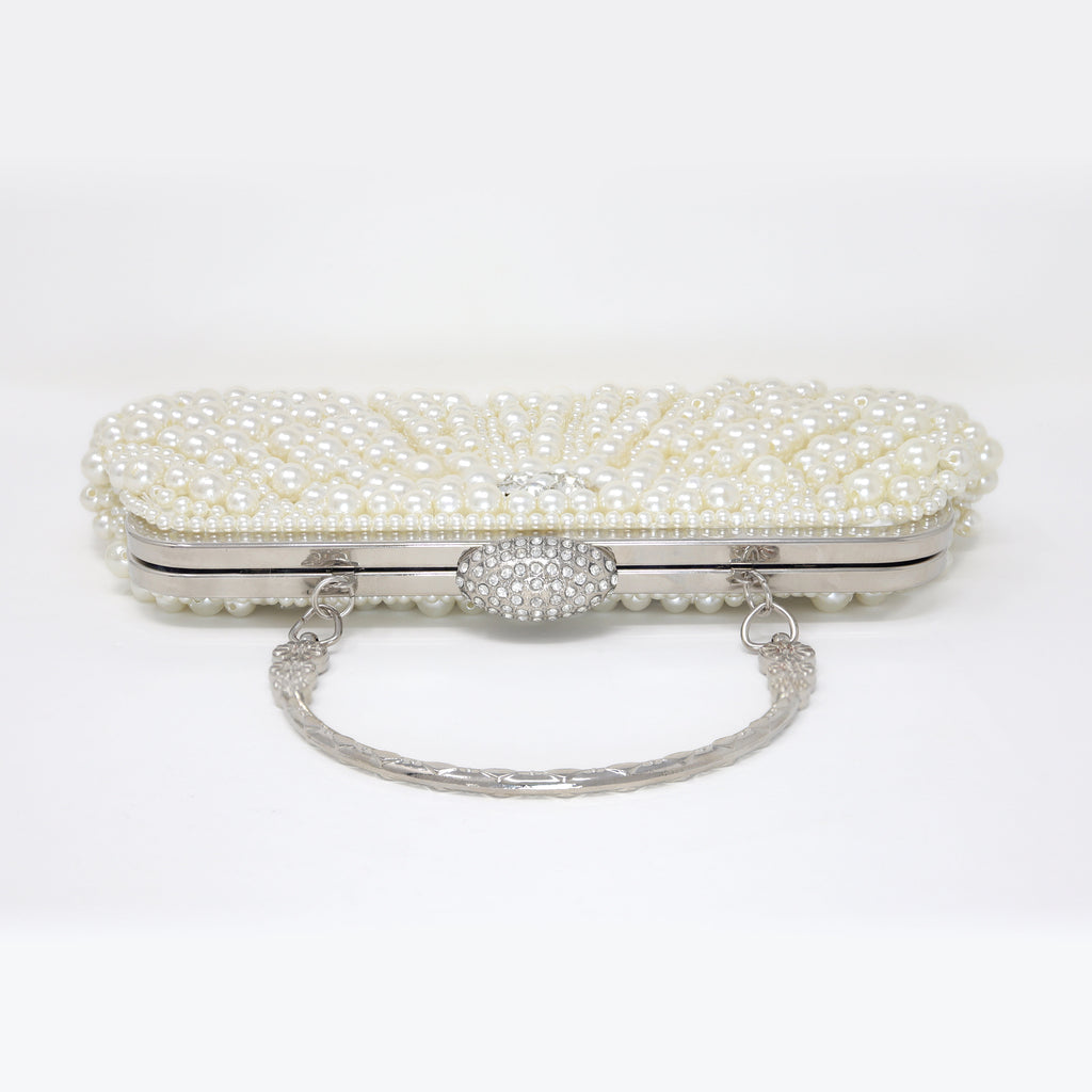 Pearl Floral Rhinestones Wedding Bag, Statement Bag, Evening Clutch, Wedding Clutch, Bridal Clutch, Bridal Cross body bag.