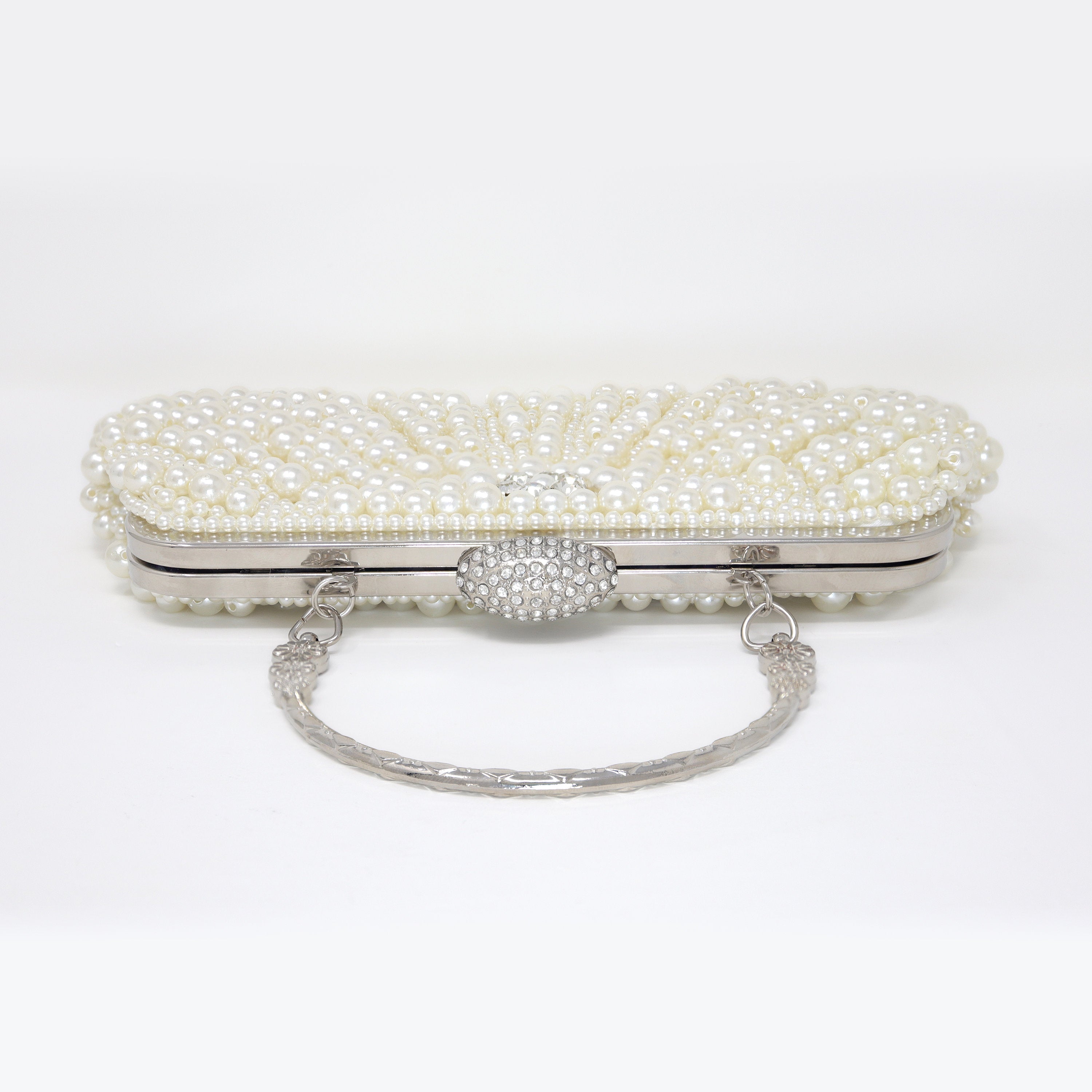 Pearl Floral Rhinestones Wedding Bag, Statement Bag, Evening Clutch, Wedding Clutch, Bridal Clutch, Bridal Cross body bag.
