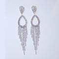 Enchanting Tassel Earrings: Bridal Beauty in Swarovski AB Crystals, Long Tassel Bridal Jewelry Crystal Bridal Earrings Statement earrings Cz