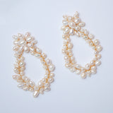 Luxurious Gold Freshwater Cultured Pearl Hoop Earrings , Long Bridal Jewelry, Real Pearl Bridal Earrings, Statement Earrings.