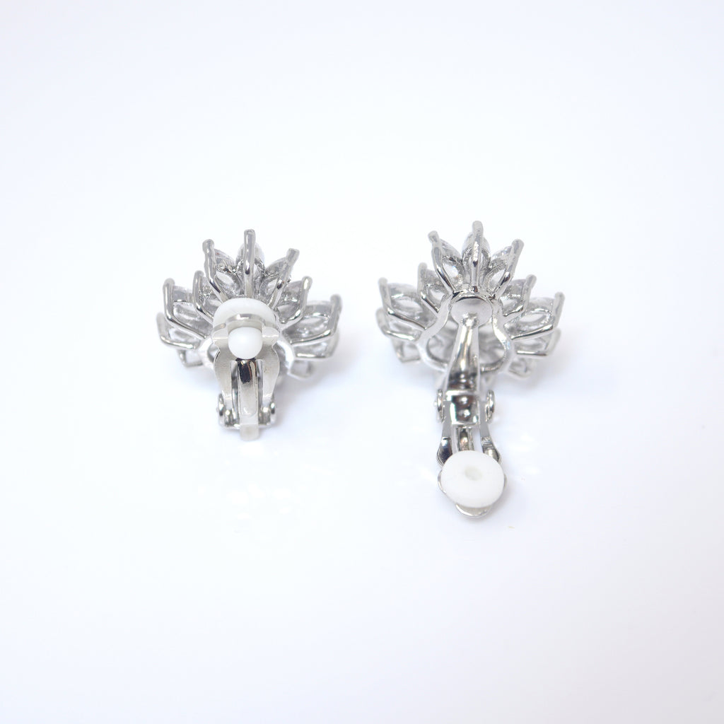 Enchanting Swarovski Clip on Floral Stud Earrings, Bridal Jewelry, Bridal Stud Earrings, Crystal Bridal Earrings, Statement Earrings Cz
