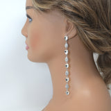 Sparkling Swarovski Crystal Cascade: Long Dainty Diamond Drop Earrings, Long Bridal Jewelry, Bridal Earrings, Crystal Bridal Earrings Cz