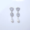 Elegant Pearl Drop Brilliance: Swarovski Crystal-Embellished Bridal Earrings, Statement Earrings Cz