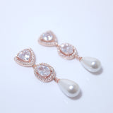 Elegant Pearl Drop Brilliance: Swarovski Crystal-Embellished Bridal Earrings, Statement Earrings Cz