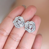 Enchanting Rose Radiance: Swarovski Crystal Rose Stud Earrings for Brides, Crystal Bridal Earrings, Statement Earrings Cz