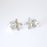 Majestic Starfish Treasures: Swarovski Silver Gold Starfish Holding Pearl Stud Earrings for Brides, Bridal Earrings, Statement Earrings Cz