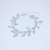 Clip on CZ Opal Ceramic White Flower Sparkling Crystal Long Bridal Jewelry Opal Bridal Earrings Opal Statement Earrings