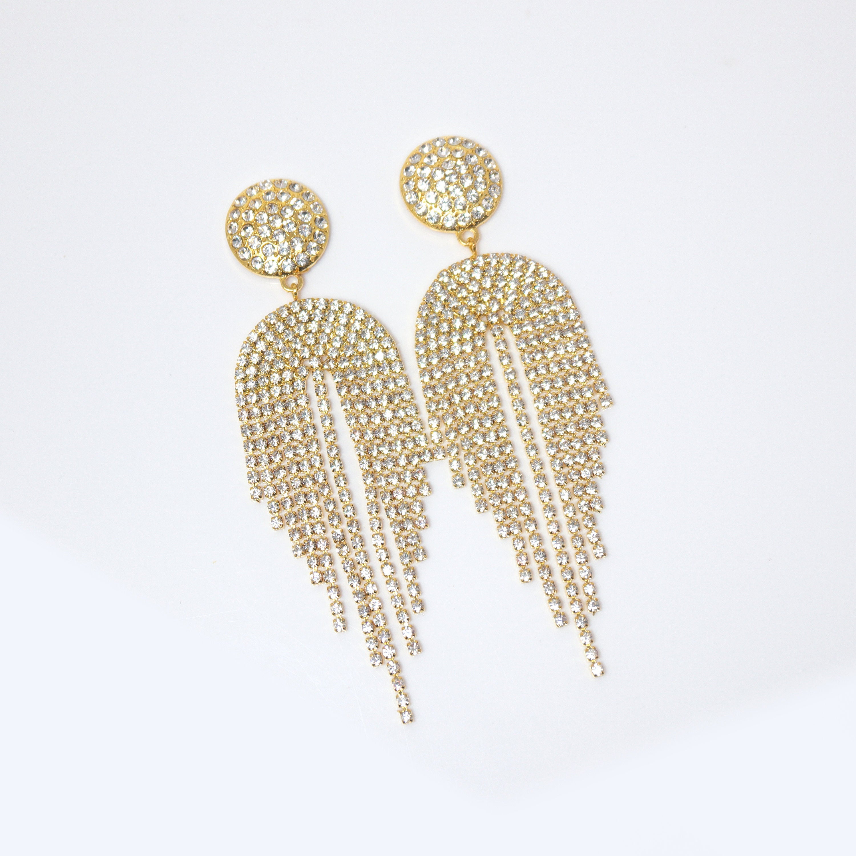 Sparkling Diamond Chandelier with Swarovski Crystals Earrings, Long Tassel Bridal Jewelry, Crystal Bridal Earrings Statement earrings Cz