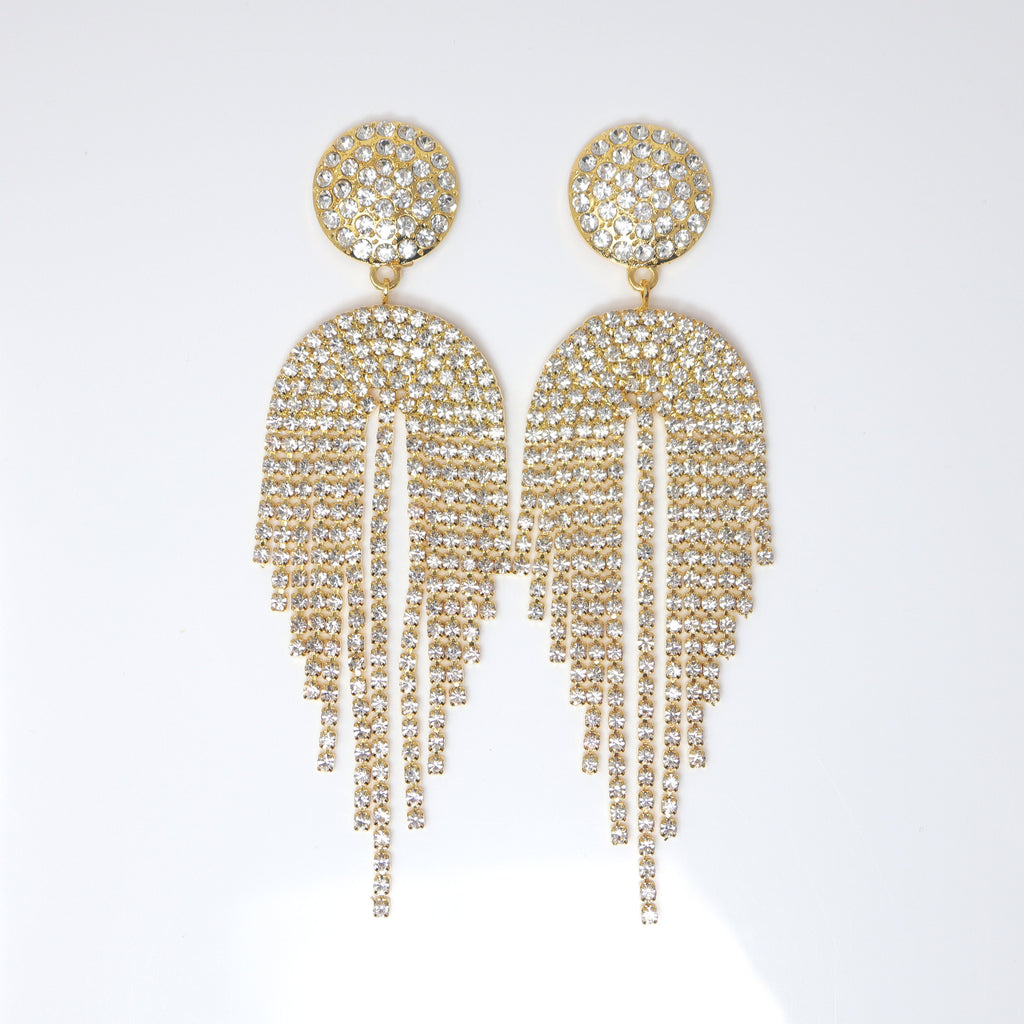 Sparkling Diamond Chandelier with Swarovski Crystals Earrings, Long Tassel Bridal Jewelry, Crystal Bridal Earrings Statement earrings Cz