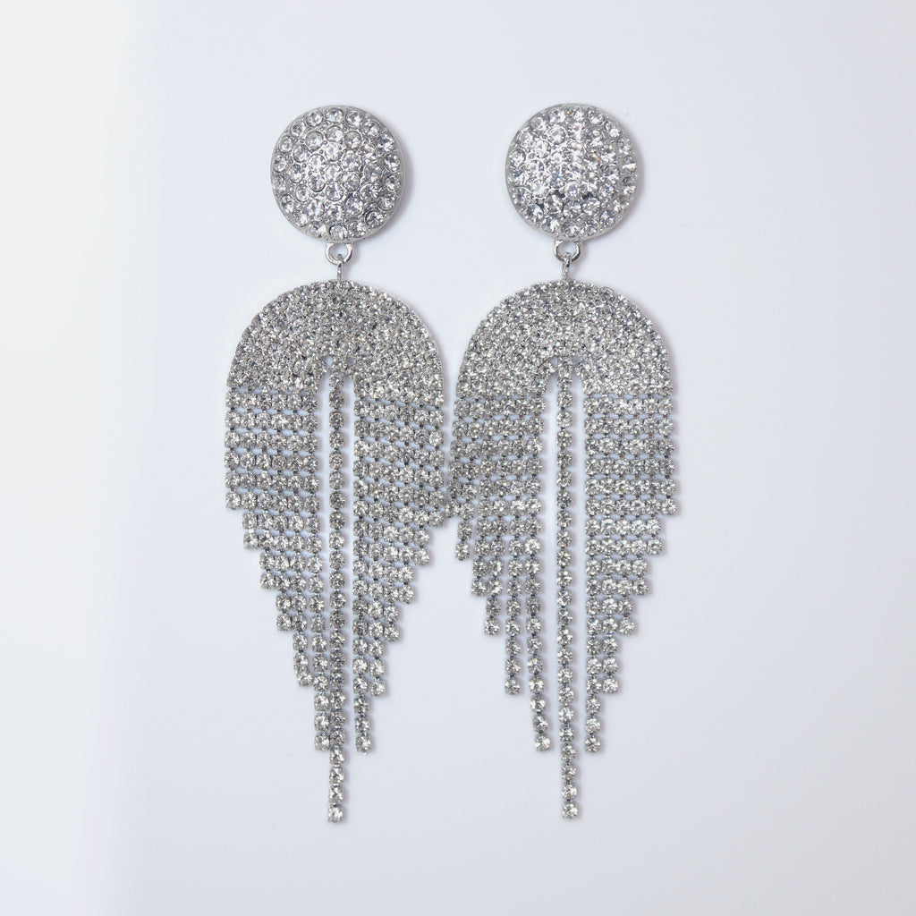 Sparkling Diamond Chandelier with Swarovski Crystals Earrings, Long Tassel Bridal Jewelry, Crystal Bridal Earrings Statement earrings Cz