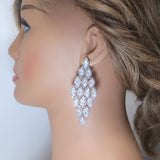 Shimmering Bridal Treasure: Swarovski Crystal-Embellished Chandelier Earrings, Long Bridal Jewelry, Statement earrings Cz