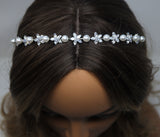 CZ Dainty Floral Pearl Hair Vine Headband, Bridal Hair Vine, Delicate Headband, Hair accessories.