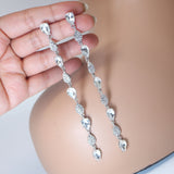 Sparkling Swarovski Crystal Cascade: Long Dainty Diamond Drop Earrings, Long Bridal Jewelry, Bridal Earrings, Crystal Bridal Earrings Cz