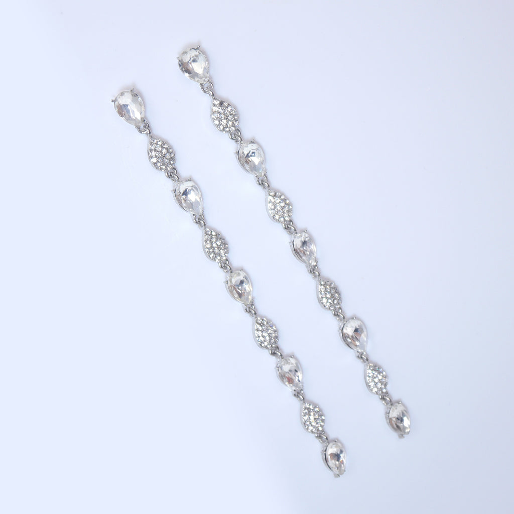 Sparkling Swarovski Crystal Cascade: Long Dainty Diamond Drop Earrings, Long Bridal Jewelry, Bridal Earrings, Crystal Bridal Earrings Cz