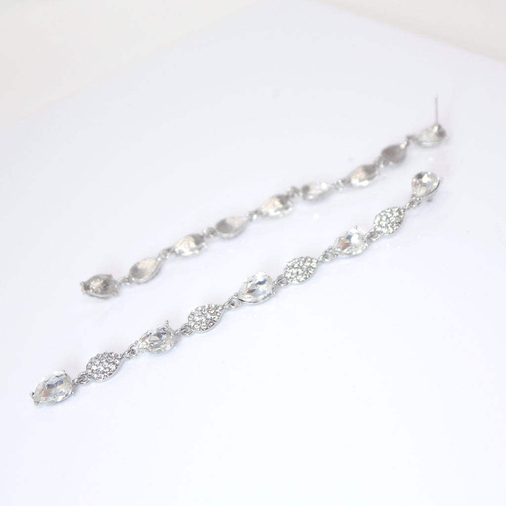 Sparkling Swarovski Crystal Cascade: Long Dainty Diamond Drop Earrings, Long Bridal Jewelry, Bridal Earrings, Crystal Bridal Earrings Cz