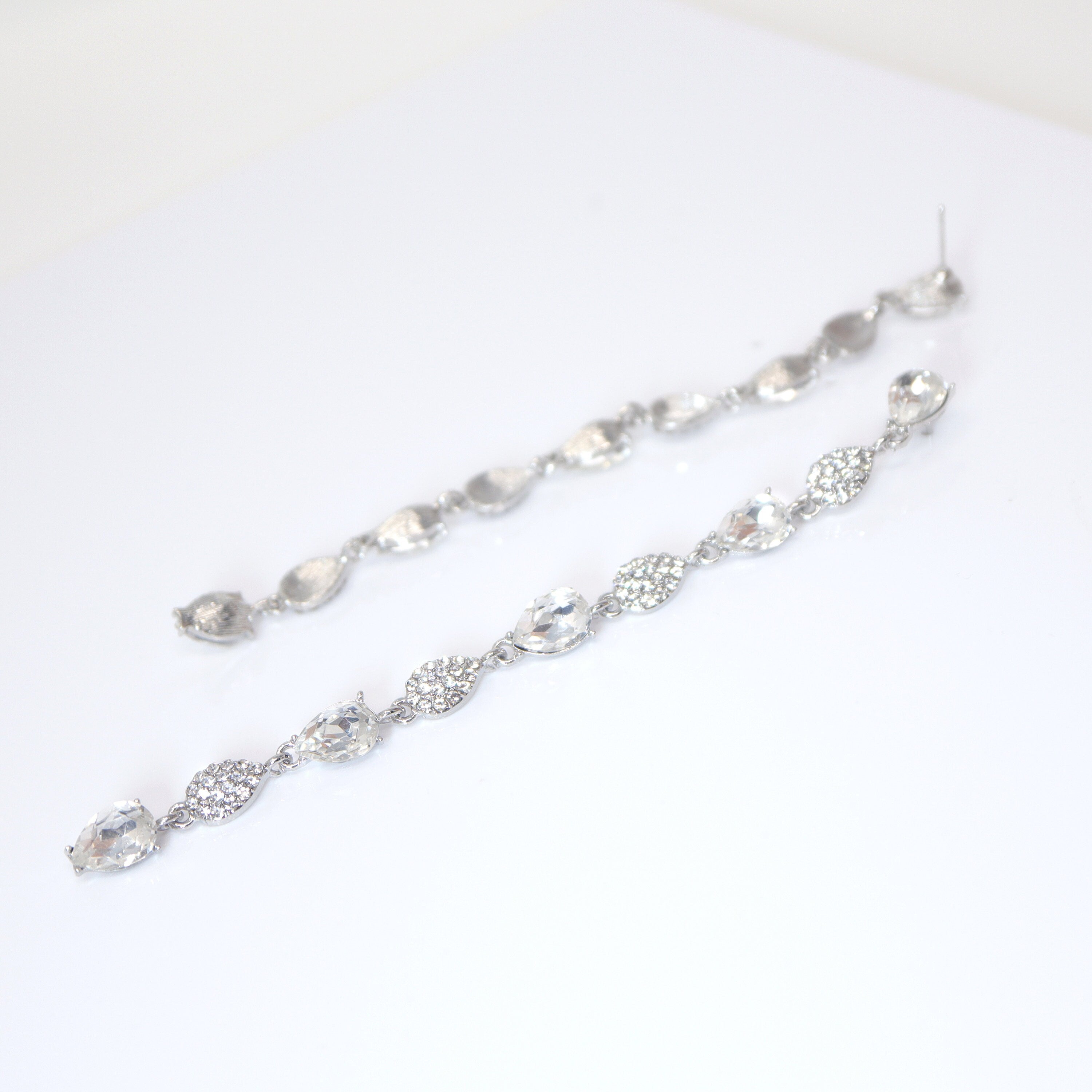 Sparkling Swarovski Crystal Cascade: Long Dainty Diamond Drop Earrings, Long Bridal Jewelry, Bridal Earrings, Crystal Bridal Earrings Cz