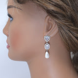 Elegant Pearl Drop Brilliance: Swarovski Crystal-Embellished Bridal Earrings, Statement Earrings Cz