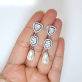 Elegant Pearl Drop Brilliance: Swarovski Crystal-Embellished Bridal Earrings, Statement Earrings Cz