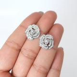 Enchanting Rose Radiance: Swarovski Crystal Rose Stud Earrings for Brides, Crystal Bridal Earrings, Statement Earrings Cz