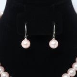 10mm Light Pink Faux Pearl Necklace Earring And Bracelet Set, Bridal Jewelry, Bridal Earrings And Necklace, Statement Earrings Necklace Set.