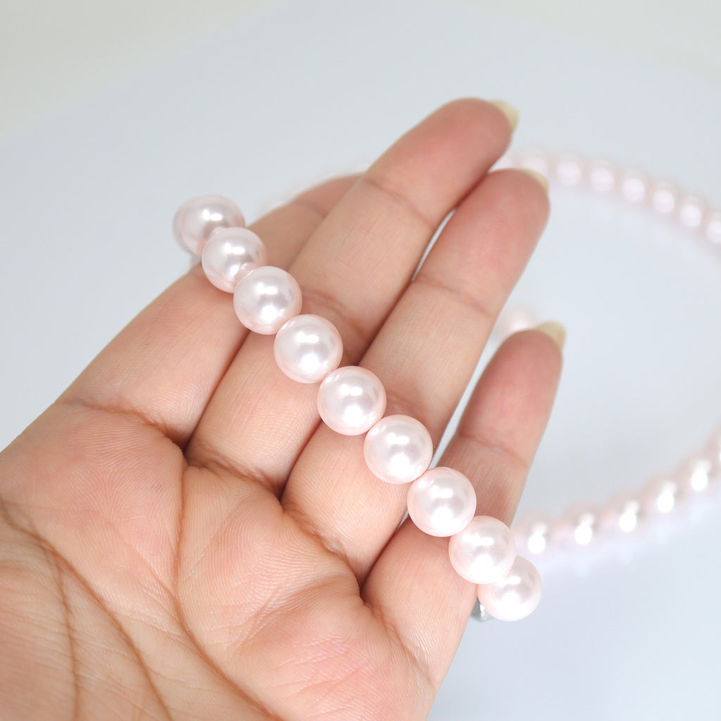 Adjustable Pearl Necklace Set Raicegs Pearl Jewelry Set For Women Wedding Pearl Necklace Bracelet Earrings Set Bride Bridesmaid Dainty Jewelry Gift For Women Girl, Faux Pearl, No Gemstone Bridesmaid Jewelry Set