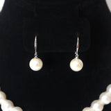 10mm White Faux Pearl Necklace Earring And Bracelet Set, Bridal Jewelry, Bridal Earrings And Necklace, Statement Earrings Necklace Set.