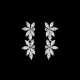 Diamond/ Swarovski Crystal Elegant Floral Vine Necklace Set, Long Bridal Jewelry Set, Crystal Bridal Earrings, Statement Earrings