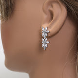 Diamond/ Swarovski Crystal Elegant Floral Vine Necklace Set, Long Bridal Jewelry Set, Crystal Bridal Earrings, Statement Earrings