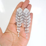 Majestic Diamond Tassel Earrings with Swarovski Crystals Earring, Long Bridal Earrings, Crystal Bridal Earrings, Statement Earrings Cz