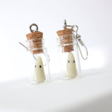 Glow In Dark White Ghost In A Glass Jar Halloween Earrings, Long Halloween Earrings, Scary Statement earrings.