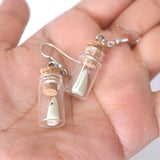 Glow In Dark White Ghost In A Glass Jar Halloween Earrings, Long Halloween Earrings, Scary Statement earrings.