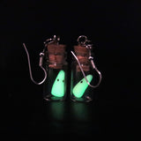 Glow In Dark White Ghost In A Glass Jar Halloween Earrings, Long Halloween Earrings, Scary Statement earrings.