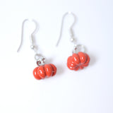 Dainty Cute Little Pumpkin Drop Halloween Earrings, Long Halloween Earrings, Scary Statement earrings.