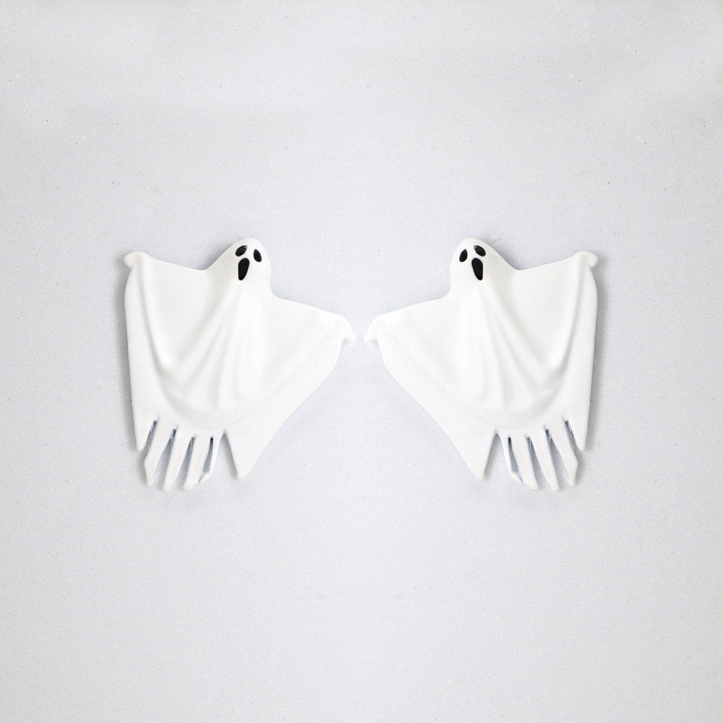 White Ghost Halloween Earrings, Long Halloween Earrings, Scary Statement earrings.