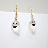 Cute Little Transparent Smiling Ghost Halloween Earrings, Long Halloween Earrings, Scary Statement earrings.