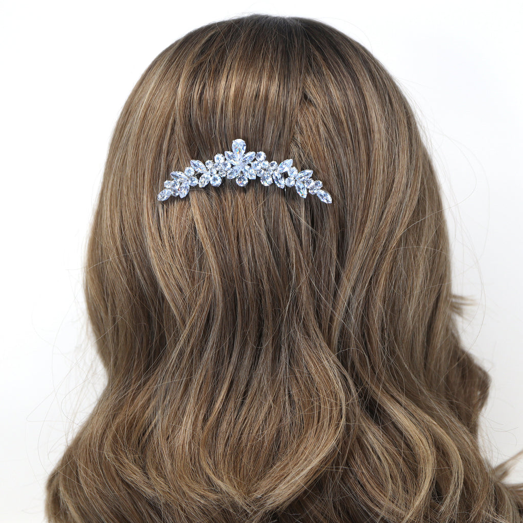 Cubic Zirconia, Blooming Leaves Bridal Hair Comb, Bridal Hair Accessories, Wedding Hair Accessory, Bridal Hair Comb.