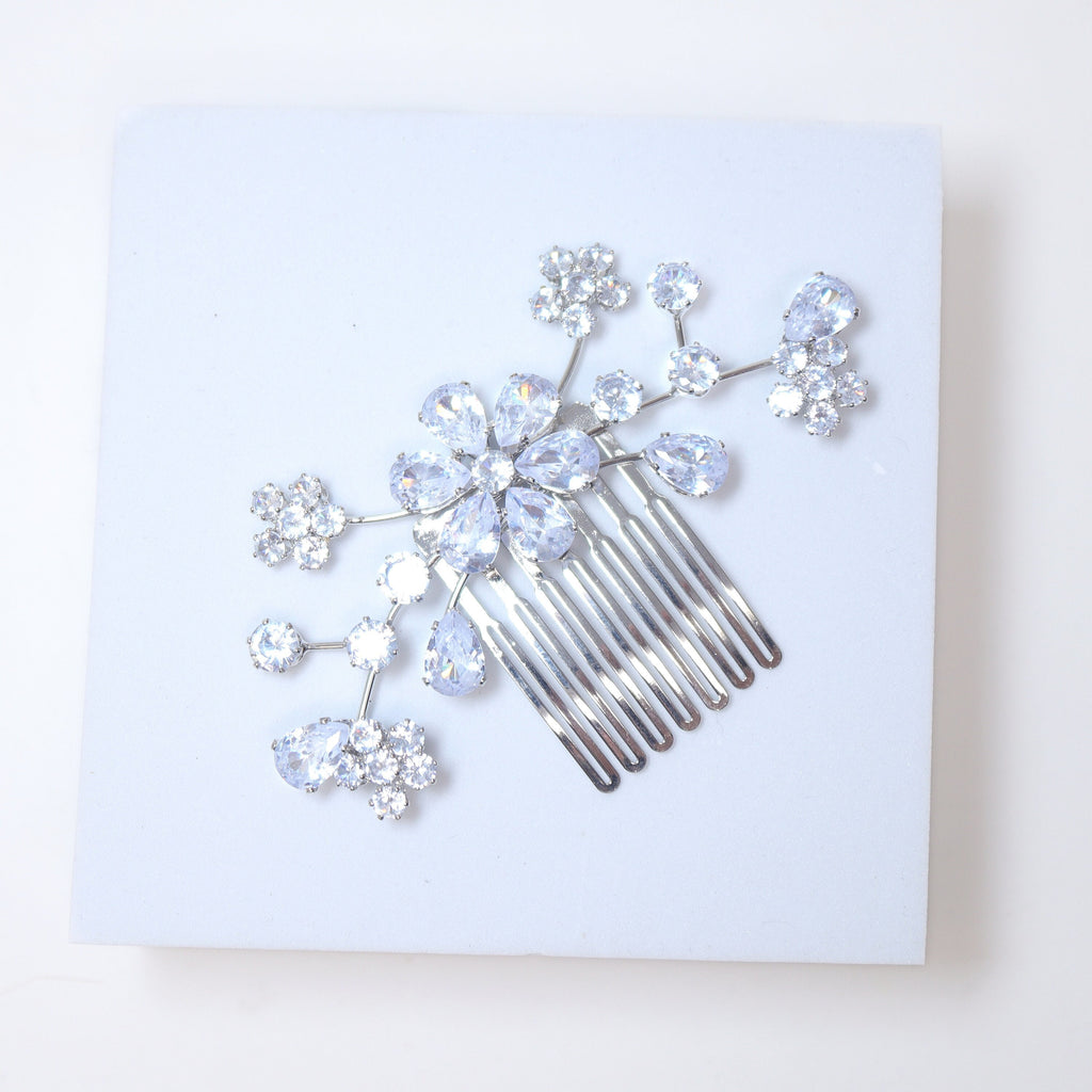 Cubic Zirconia, Charismatic Teardrop Floral Bridal Hair Comb, Bridal Hair Accessories, Wedding Hair Accessory, Bridal Hair Comb.